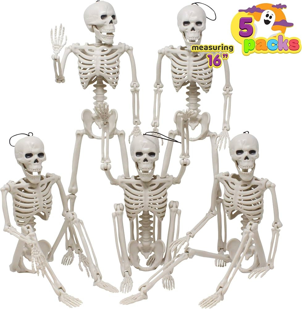 JOYIN Posable Halloween Skeletons, Full Body Posable Joints Skeletons 5 Packs for Halloween Decor... | Amazon (US)