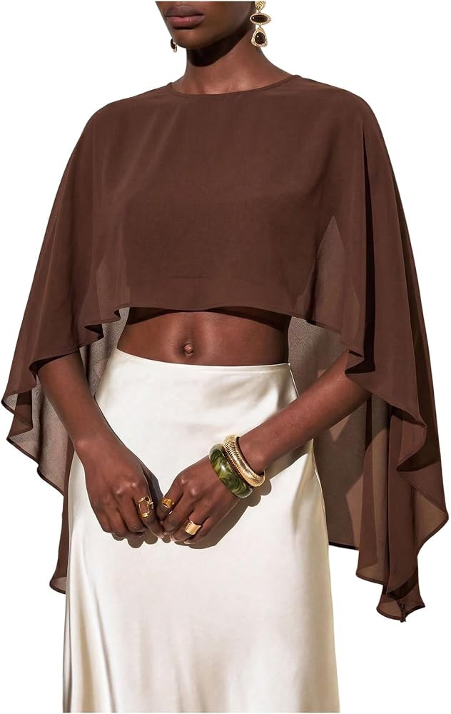 SOLY HUX Women's Sheer Mesh Asymmetrical Blouse Poncho Summer Top | Amazon (US)