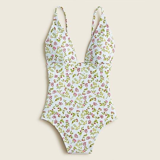 Plunge one-piece in cloud meadow floral | J.Crew US