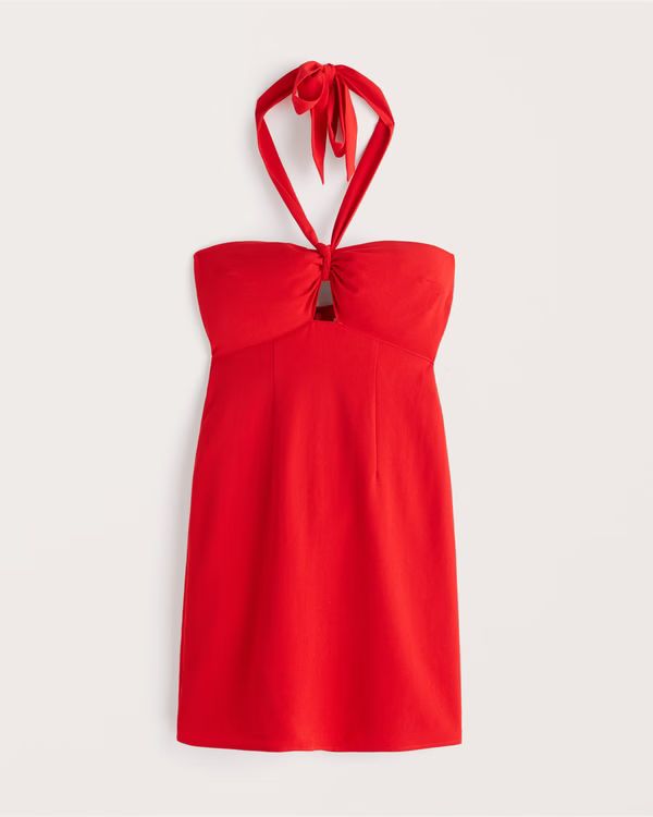 Women's Knot-Front Cutout Halter Mini Dress | Women's Dresses & Jumpsuits | Abercrombie.com | Abercrombie & Fitch (US)