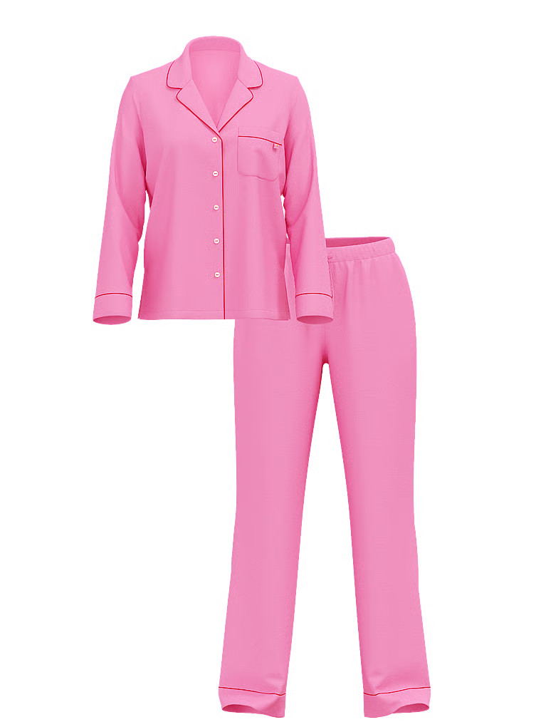 Buy Modal Soft Long Pajama Set, PUREST PINK SCRIPT - Order Pajamas Sets online - Victoria's Secre... | Victoria's Secret (US / CA )