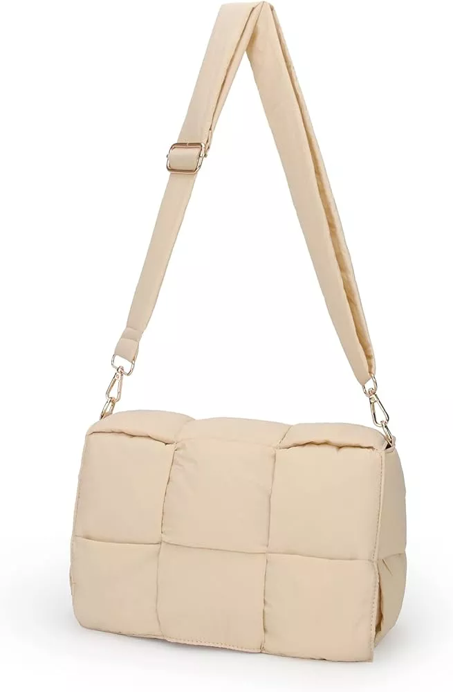 JBB Women Shoulder Bag Purse Woven Crossbody Handbags Small Square Bags  Designer Handbag Padded Cassette Clutch Khaki