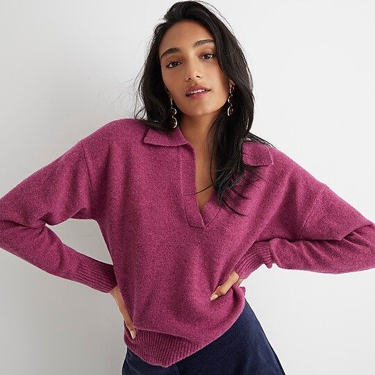 Collared V-neck sweater in Supersoft yarn | J.Crew US