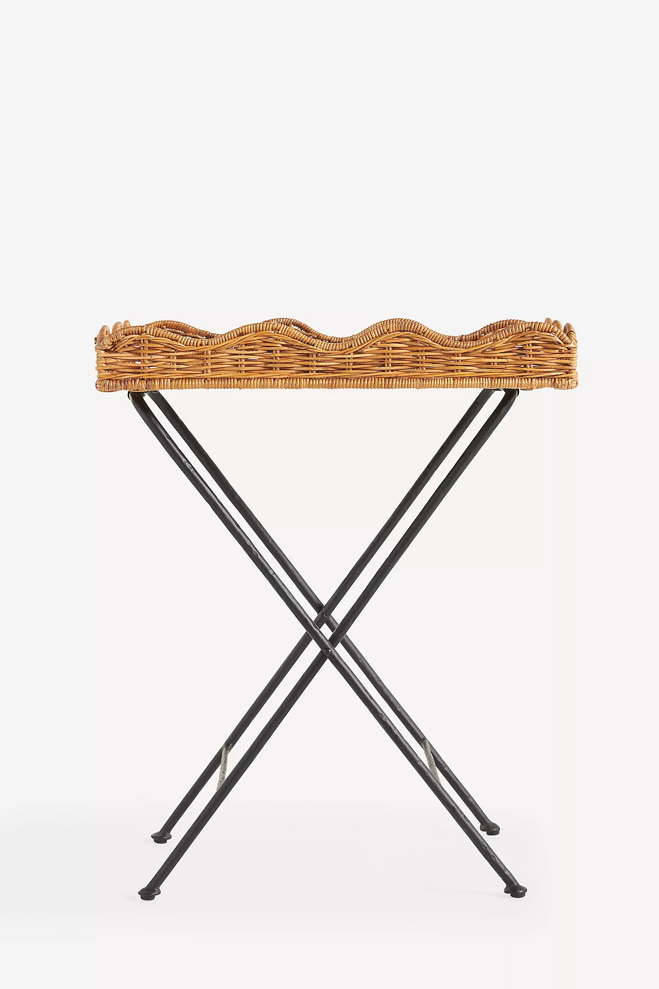 Maude Scallop Rattan Folding Tray Table | Anthropologie (US)