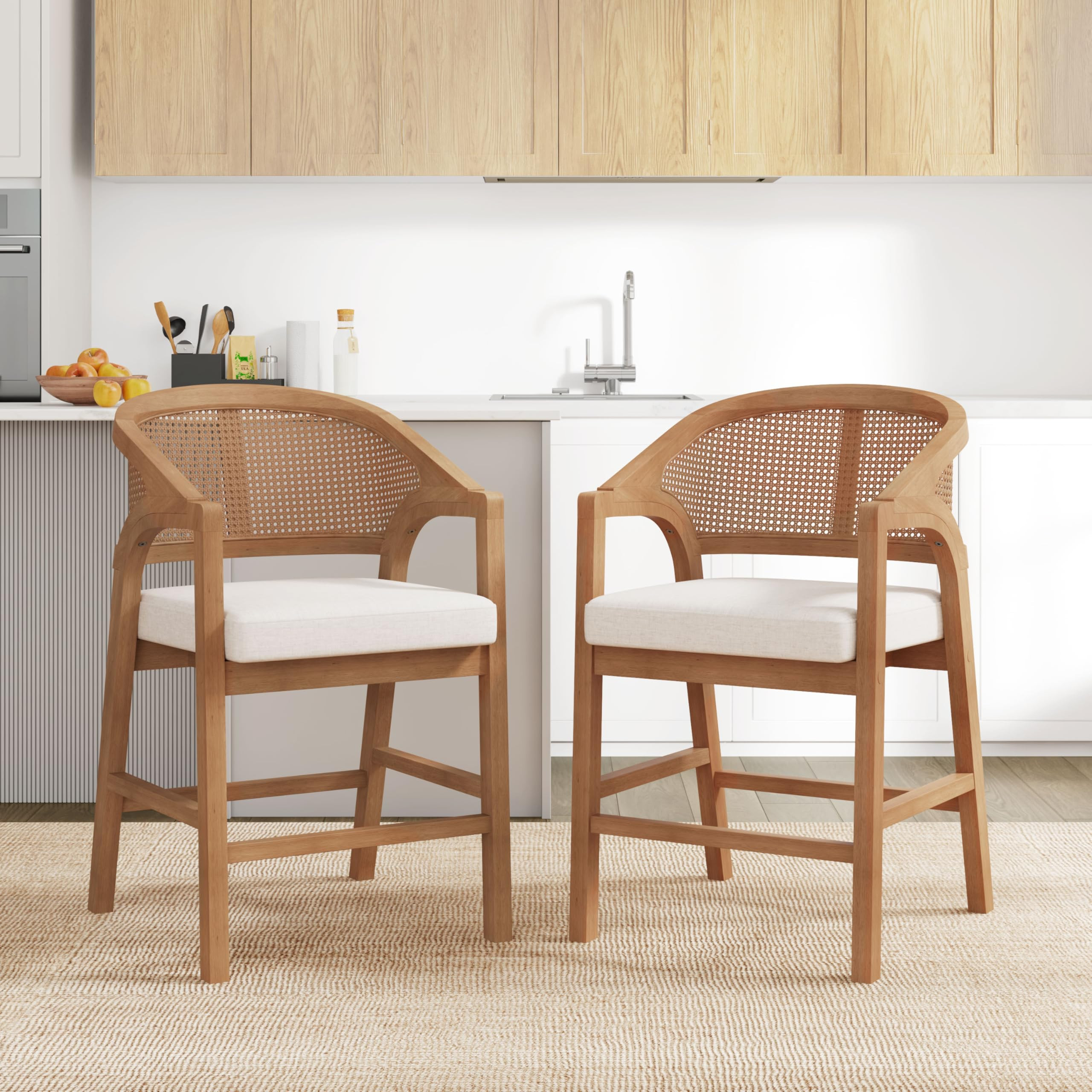 Christopher Knight Home Set of 2 Morley Wooden Counter Height Bar Stool, Kitchen Island Barstool ... | Amazon (US)