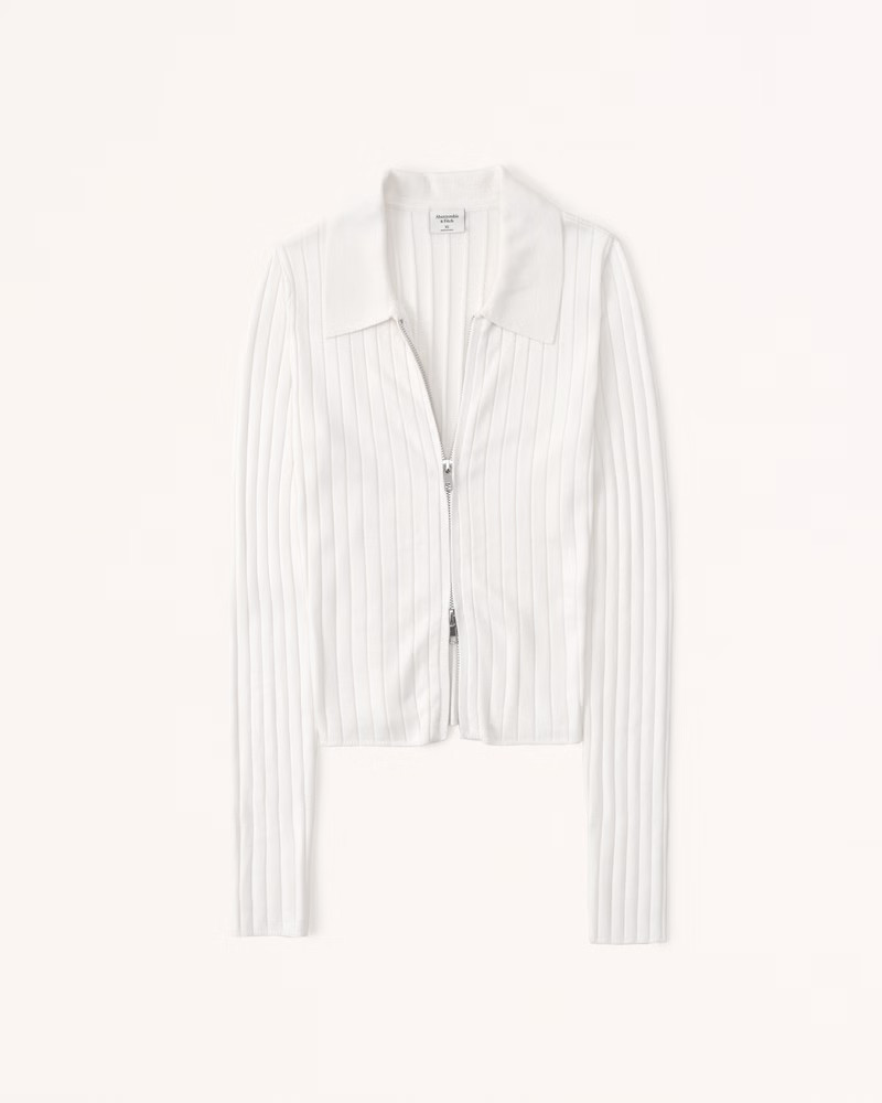 Women's Long-Sleeve Slim Zip Polo Top | Women's New Arrivals | Abercrombie.com | Abercrombie & Fitch (US)