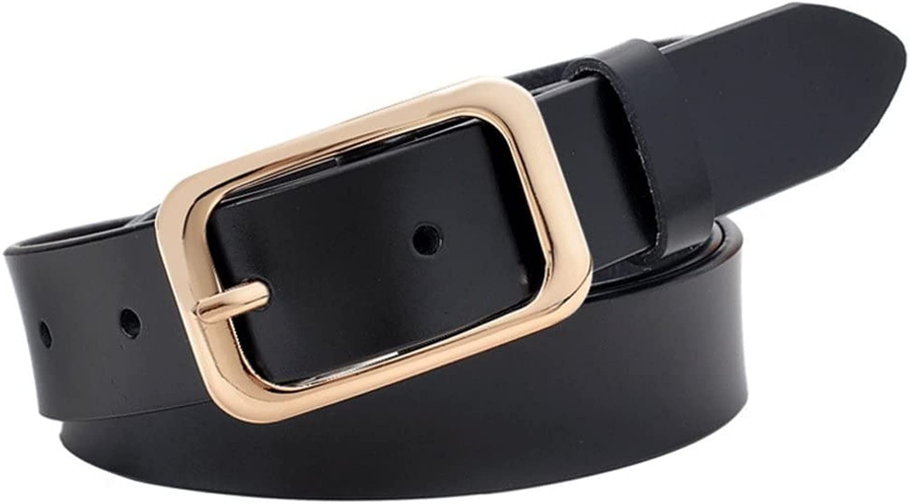 Leather Belts for Women, Vonsely Genuine Leather Womens Belts with Gold Buckle, Black Belt | Amazon (US)