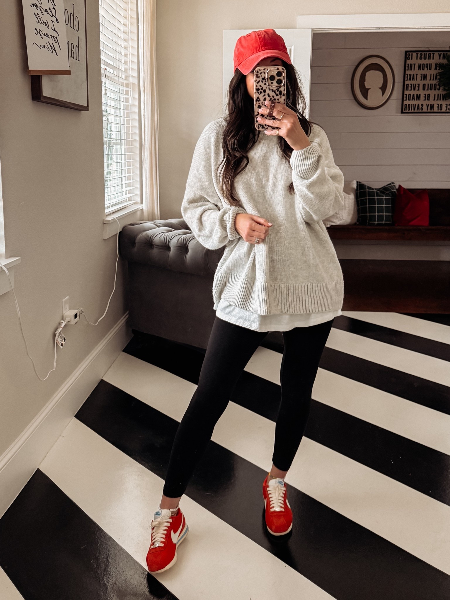 comfy casual weekend outfit
-gray sweater: L; sized up several
-boyfriend layering tee: M; sized up 1 for length
-aerie leggings: tts
-nike cortez: tts

#LTKmomlife #LTKootd #LTKFindsUnder50