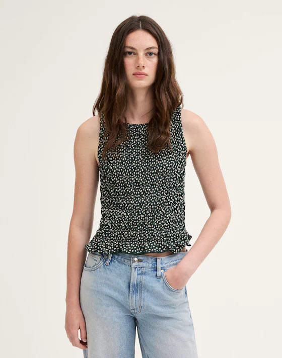 Smocked Boatneck Sleeveless Top | Madewell