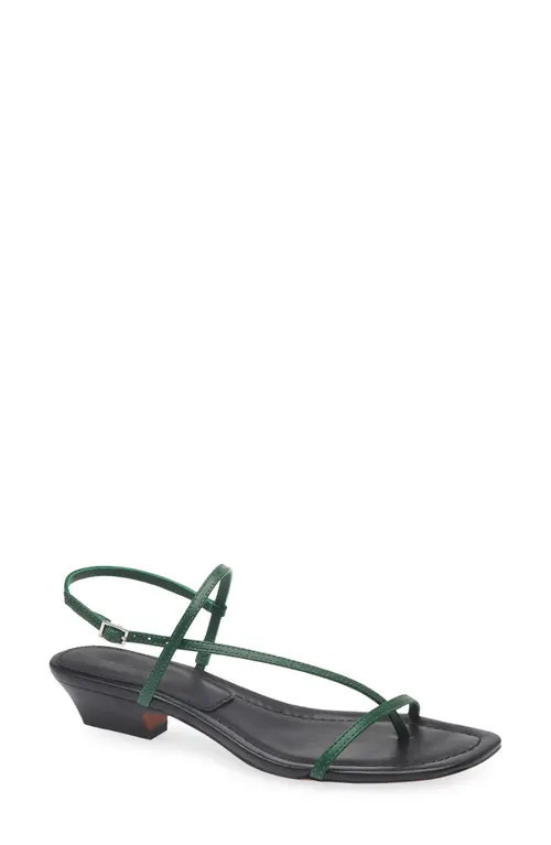 Madewell The Maycie Asymmetric T-Strap Sandal in Golf Green at Nordstrom, Size 6 | Nordstrom