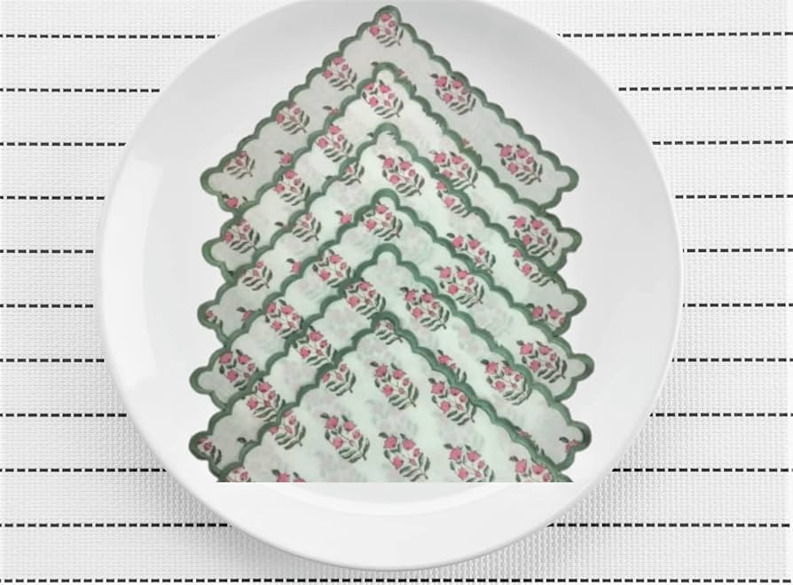 Ridhi Pink and White 100% Pure Cotton Farmhouse Wedding Cloth Napkins for Halloween, Thanksgiving... | Amazon (US)