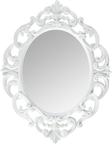 Kole Imports Oval Vintage Wall Mirror, White, 11.5 x 15 Inch | Amazon (US)