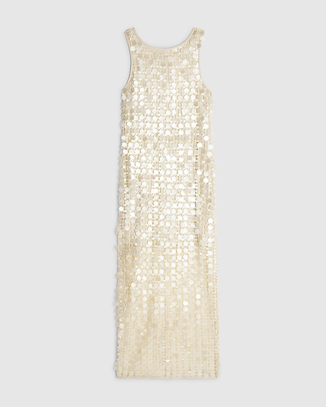 White Sleeveless Sequin Crochet Midi Dress | River Island UK & IE