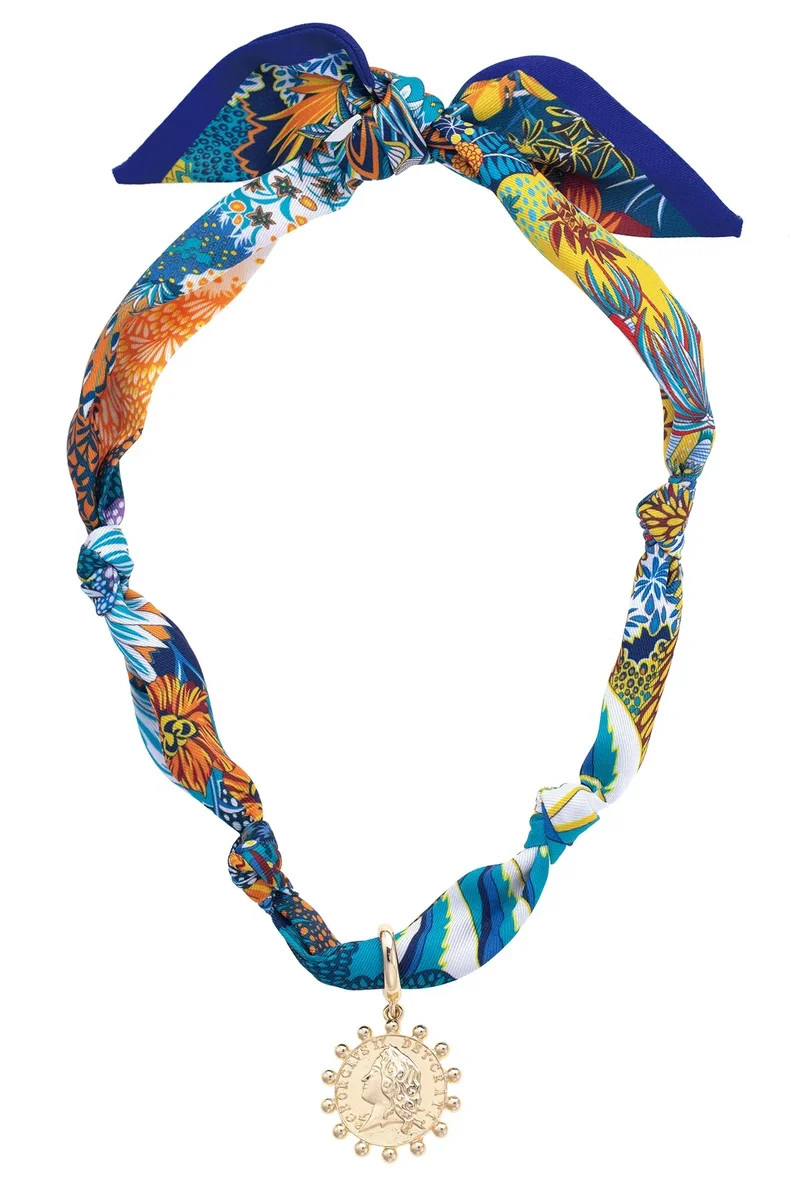 Luciana Studded Coin Scarf Necklace in Multi | CANVAS