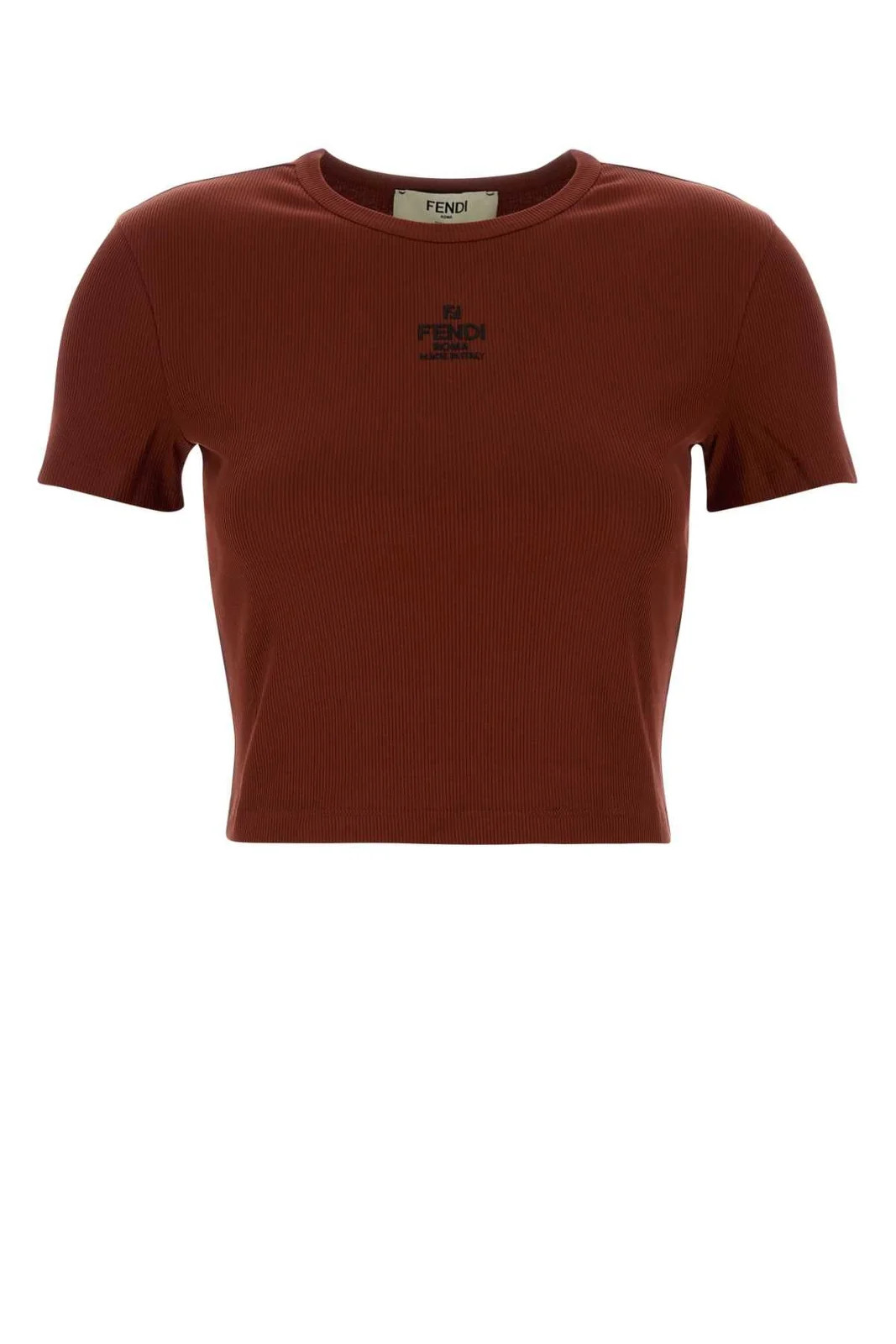 Fendi Logo Embroidered Crewneck Cropped T-Shirt | Cettire Global