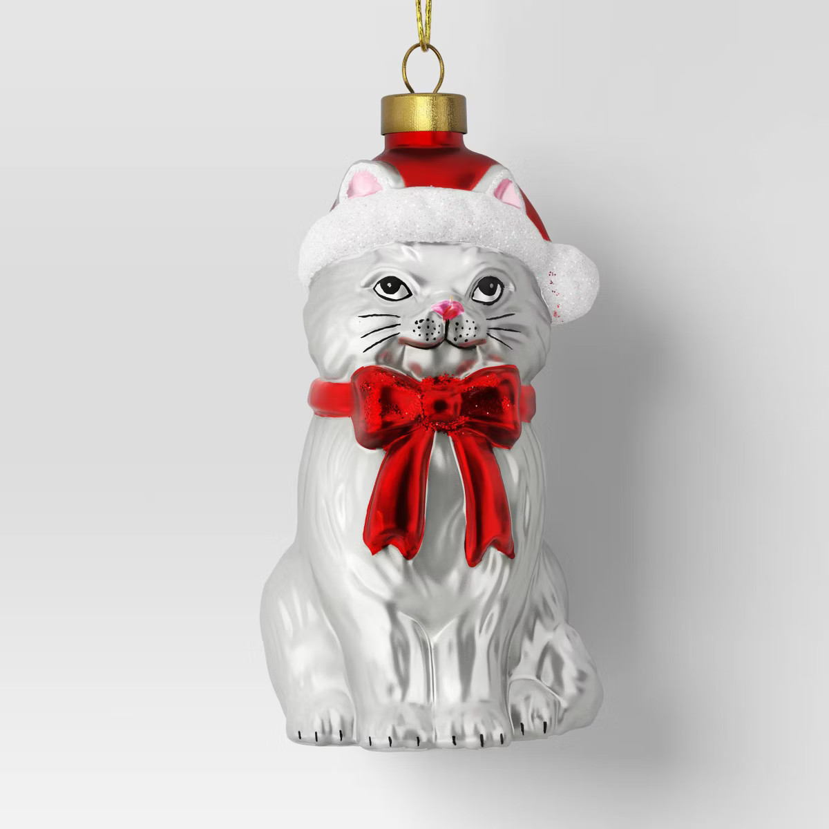 Christmas Glass Cat Santa Hat Ornament - Wondershop™ | Target