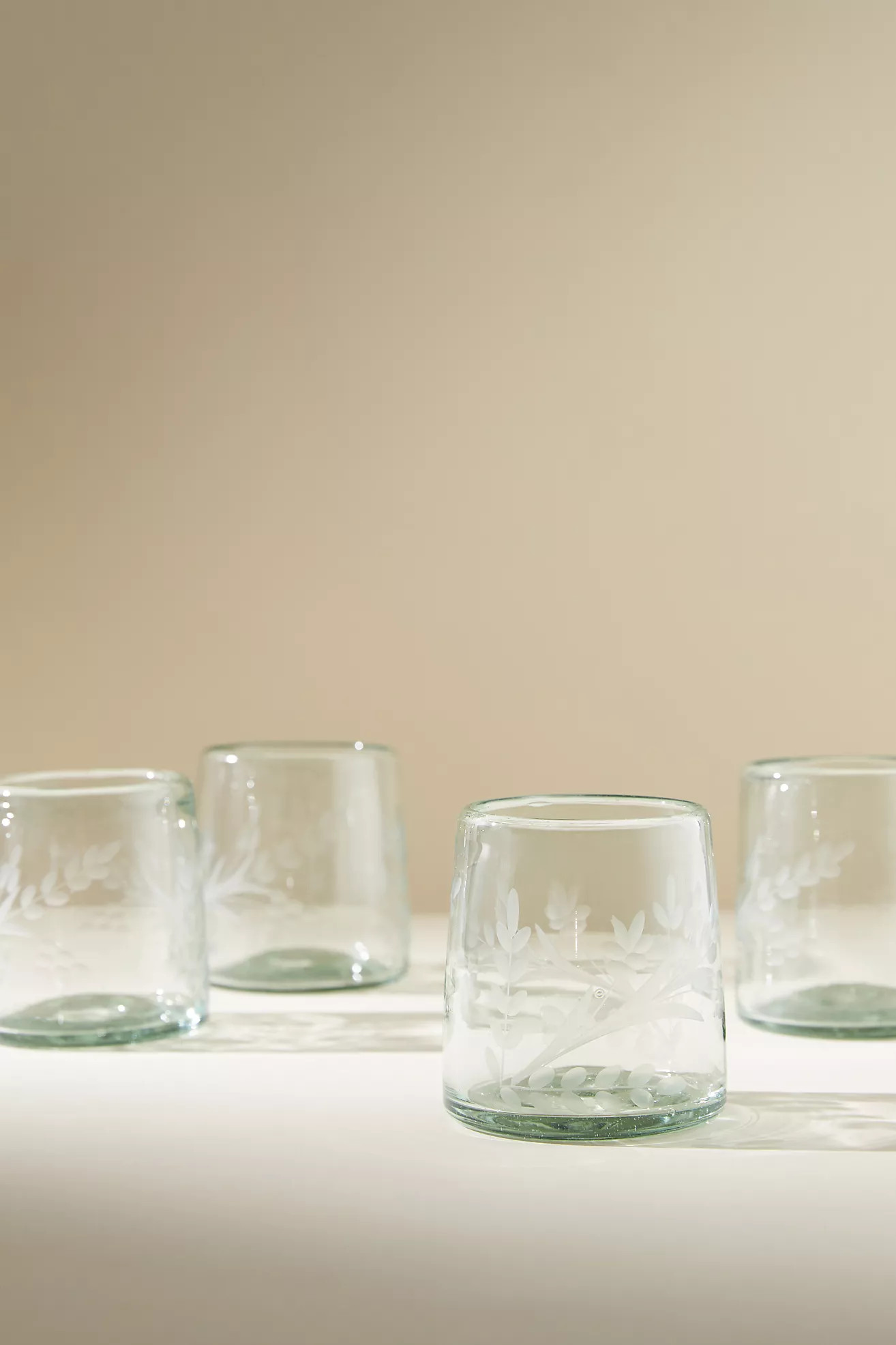 Engraved Floral DOF Glasses, Set of 4 | Anthropologie (US)