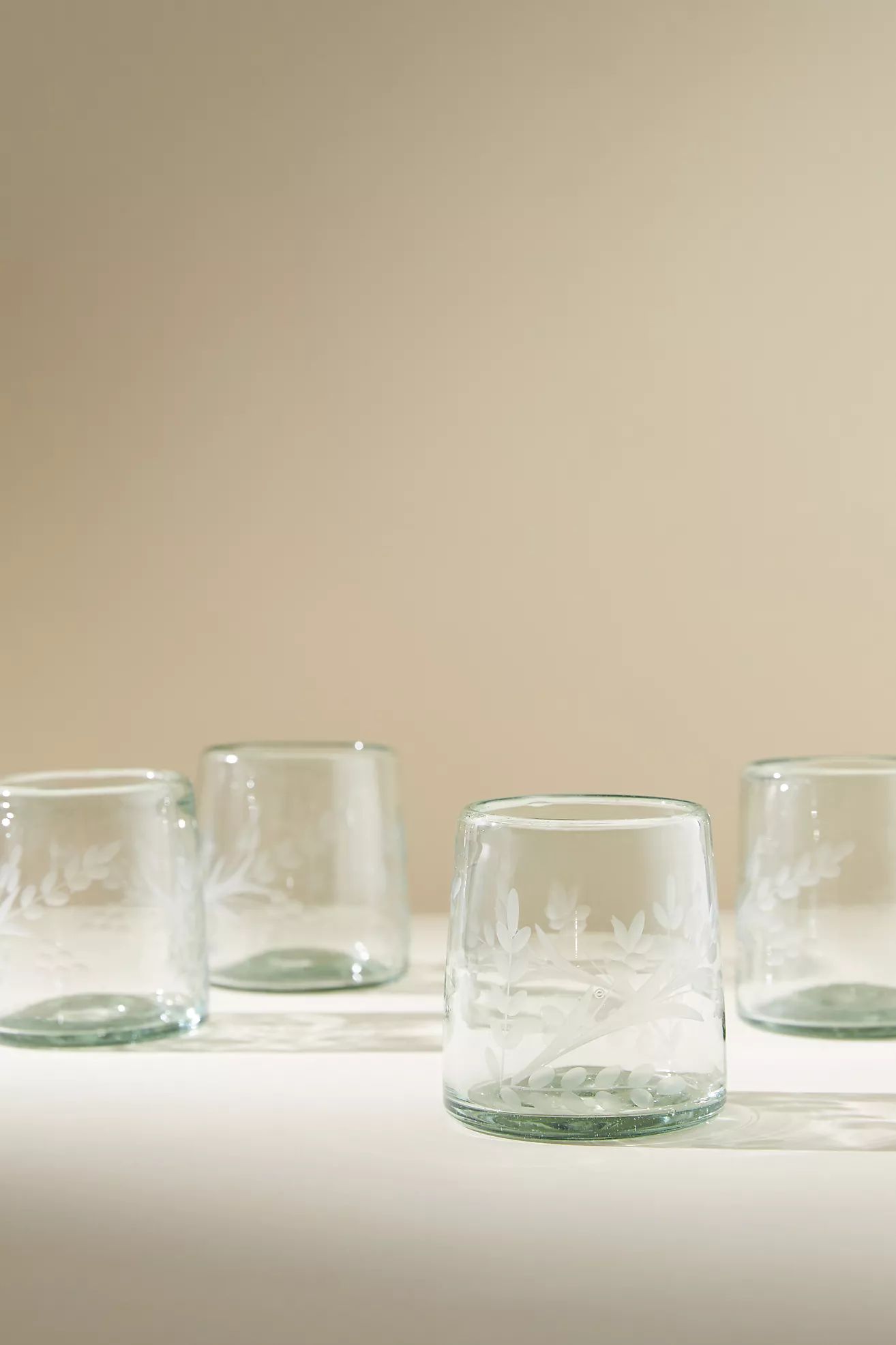 Engraved Floral DOF Glasses, Set of 4 | Anthropologie (US)