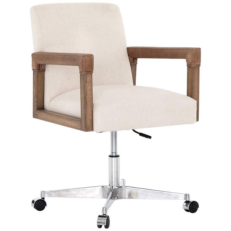 Reuben Harbor Natural and Nettle Wood Desk Chair - #96D85 | Lamps Plus | Lamps Plus