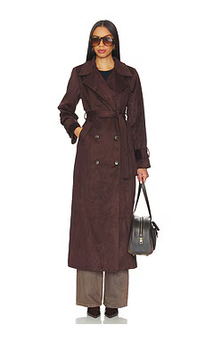 SNDYS Sutton Faux Suede Trench Coat in Chocolate from Revolve.com | Revolve Clothing (Global)