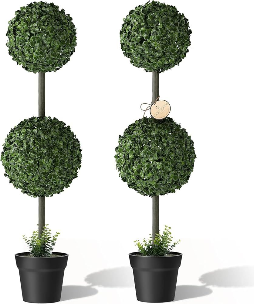 Barnyard Designs 3ft (36”) Artificial Boxwood Topiary Ball Tree, Front Porch Home Decor, Faux F... | Amazon (US)