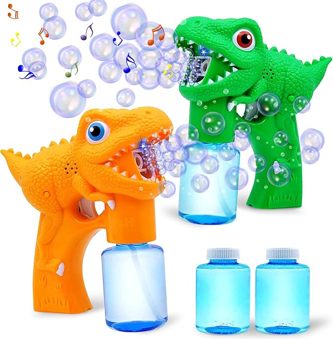 JOYIN 2 Dinosaur Bubble Guns with 2 Bubble Solution (147 ml) for Toddlers, Bubble Maker and Blowe... | Amazon (US)