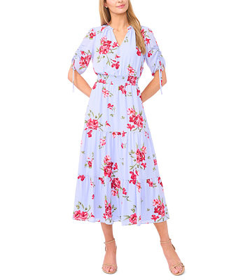 Women's Smocked Waist V-Neck Midi Dress | Macy's