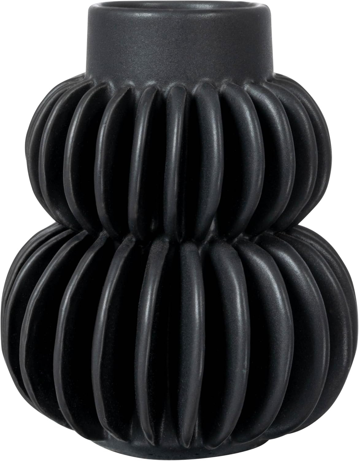 Bloomingville Modern Pleated Stoneware, Black Vase | Amazon (US)