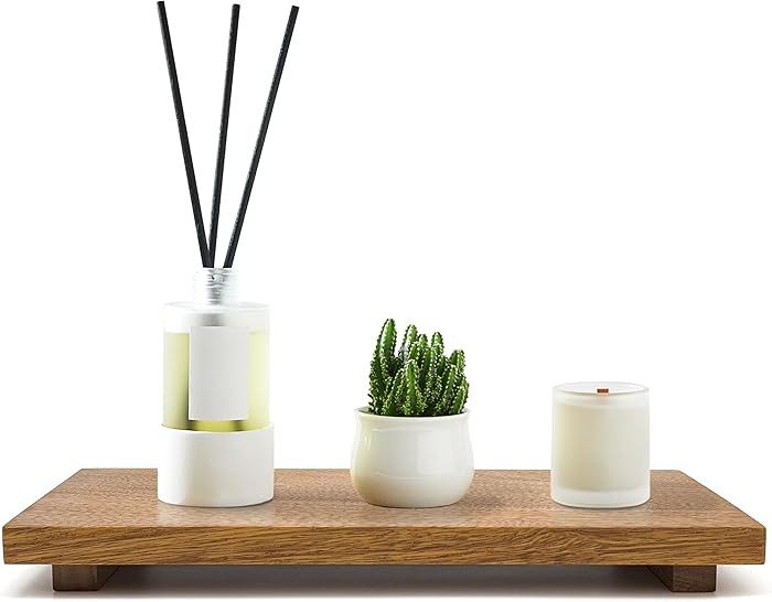 Large 16" Acacia Wood Riser Pedestal Stand – Farmhouse Wood Display Riser for Kitchen and Bathr... | Amazon (US)