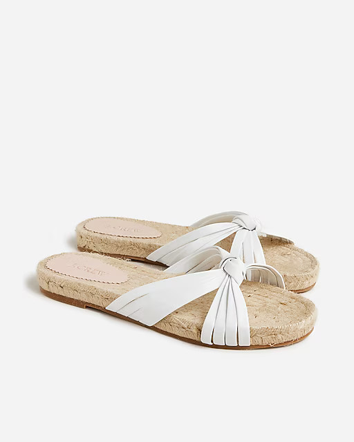 Made-in-Spain knotted espadrille slides in leather | J. Crew US