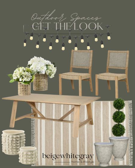 Walmart outdoor finds!! Love this gorgeous outdoor dining table and chairs! You would never believe these are Walmart! Love the faux topiary’s, minka pot dupes that come in a set of 2, outdoor  rug and everything else that’s perfect for outdoor living finds. 

#LTKFind #LTKSeasonal #LTKhome