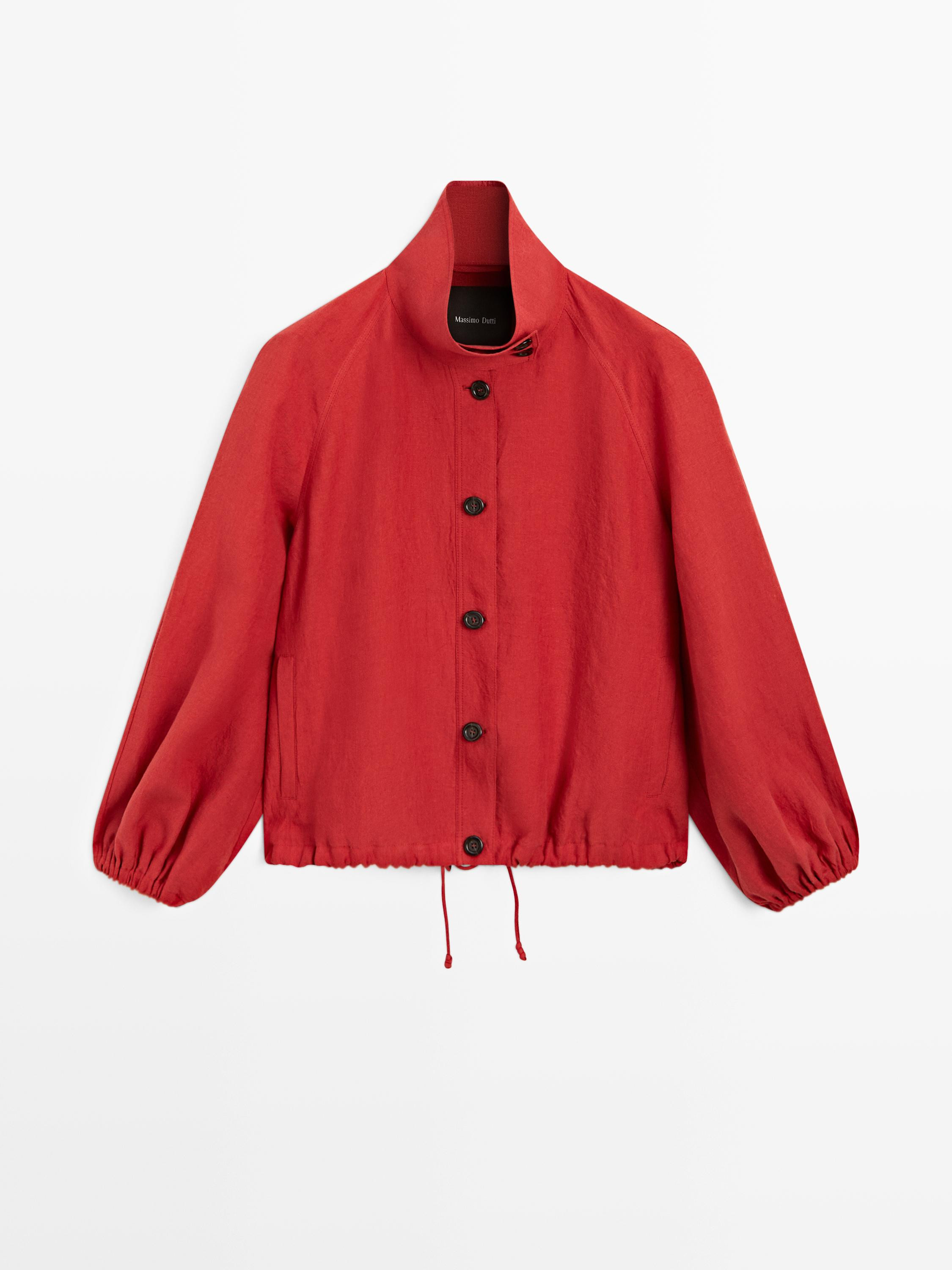 Linen puff bomber jacket | Massimo Dutti US