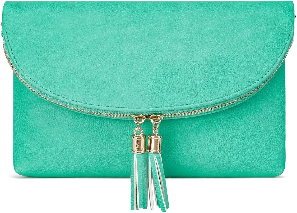 Solene Womens Envelop Clutch Purse Multi Compartments, 6 Card Slot Inside, Crossbody Bag With Tas... | Amazon (US)