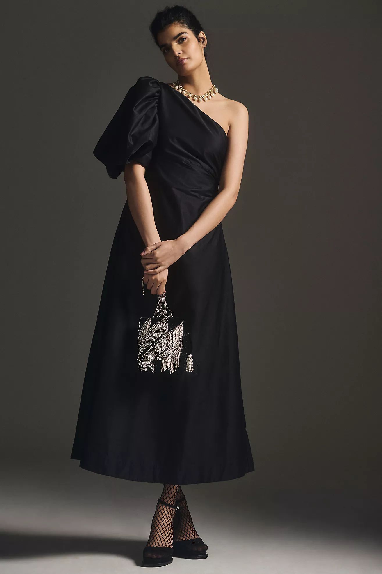 Aureta Studio One-Shoulder Puff-Sleeve Dress | Anthropologie (US)
