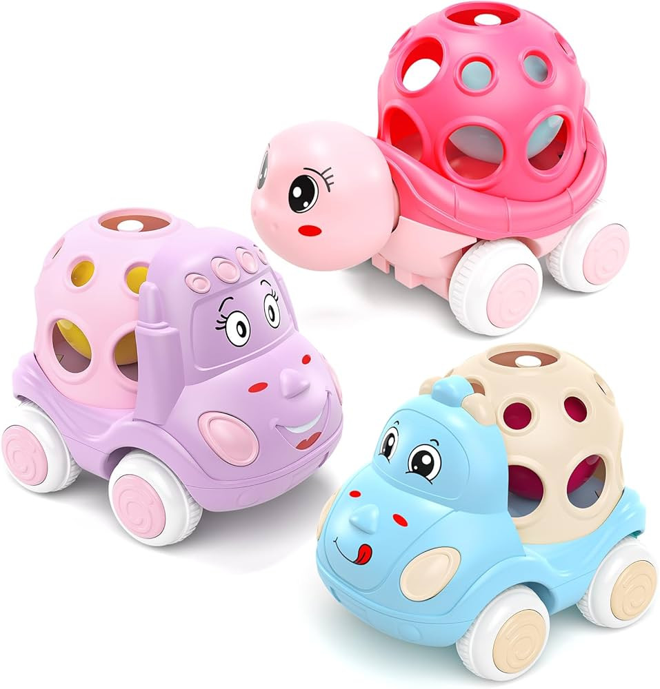 Pink Cars for Toddler Girls Valentines Day Gifts, Push N Go Friction Car Toys Rattle Toy Pink Tru... | Amazon (US)