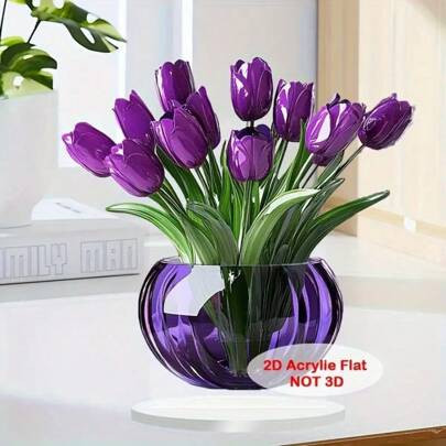 2D Violet Decorative Piece, Bohemian Style, Acrylic Plaque, Desktop Decor, 7.8/7.8 Inches, Ideal For Home Decoration, Multipurpose Desktop Ornament, A | SHEIN