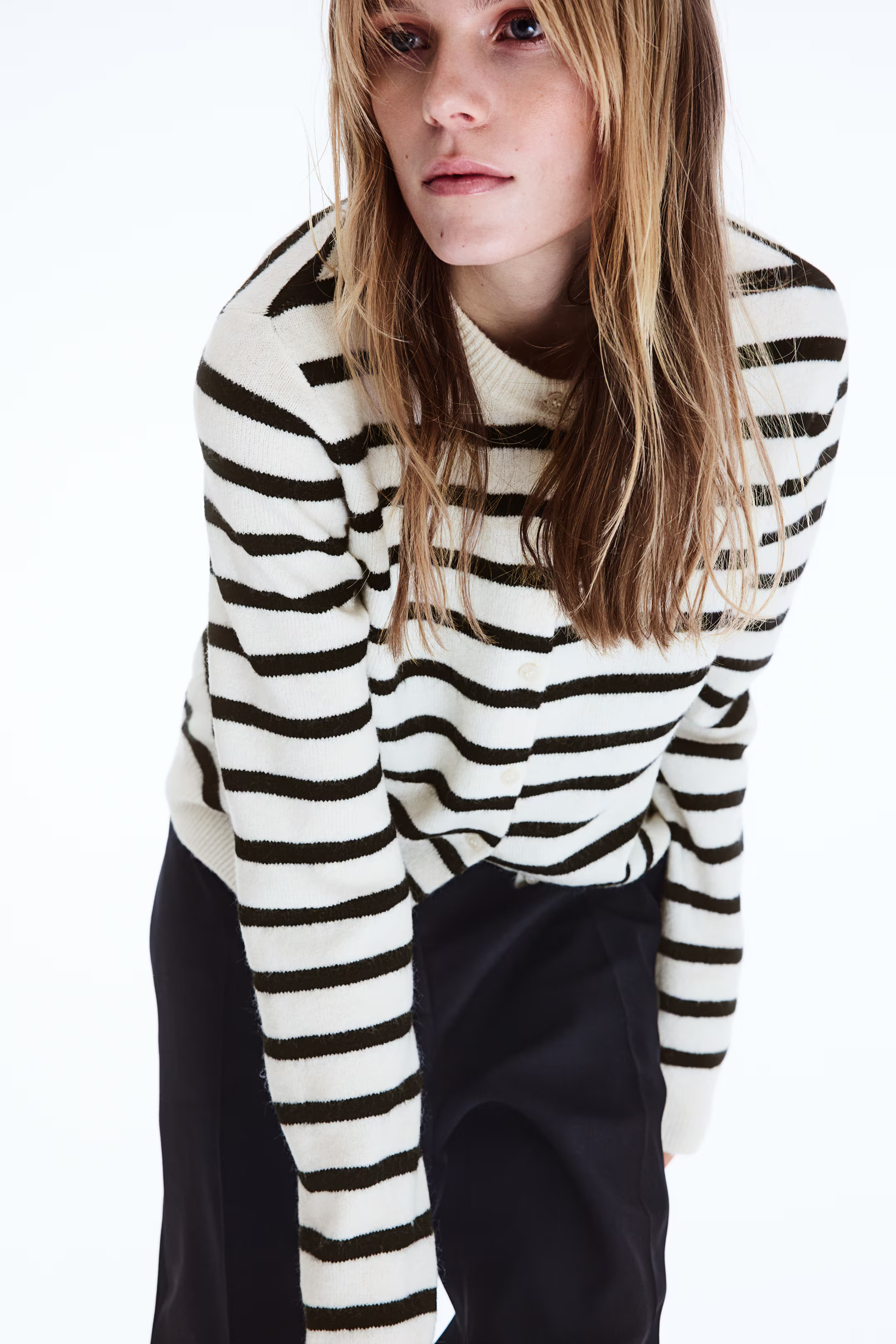 Knit Cardigan - Cream/striped - Ladies | H&M US | H&M (US + CA)