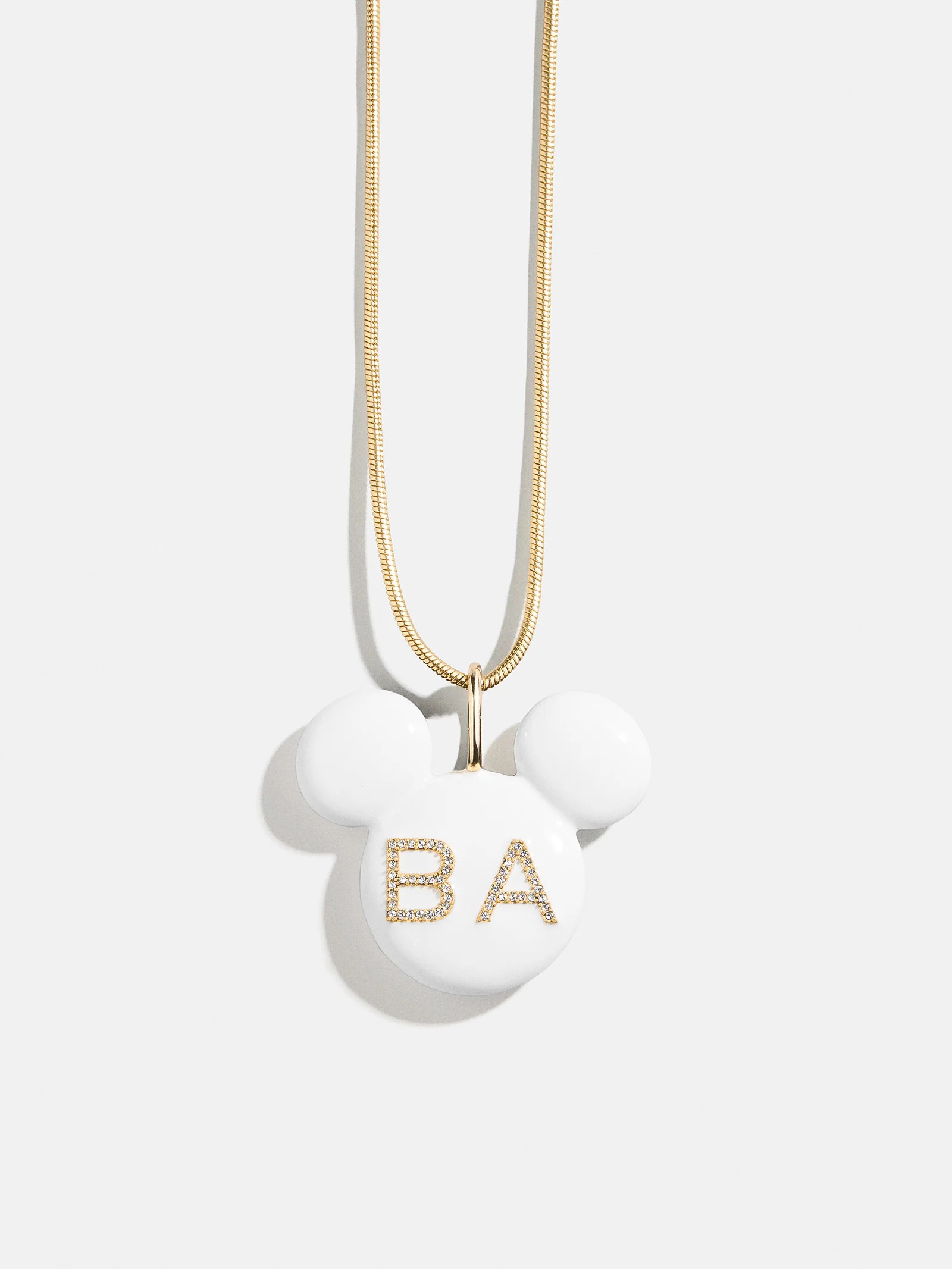 Disney Mickey Mouse Enamel Custom Initial Necklace - White | BaubleBar