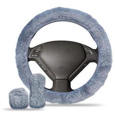 Zone Tech Fluffy Sheepskin Steering Wheel Handbrake & Gear Shift Cover- Blue  Steering Wheel Handbrake & Gear Shift Cover Protector | Target