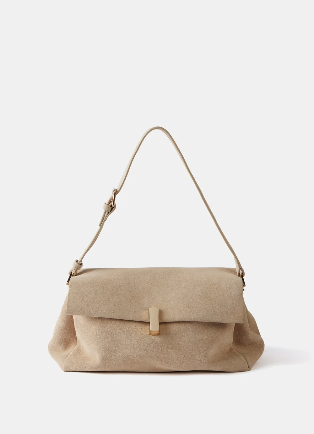 Neutral Suede Large Shoulder Bag | Mint Velvet