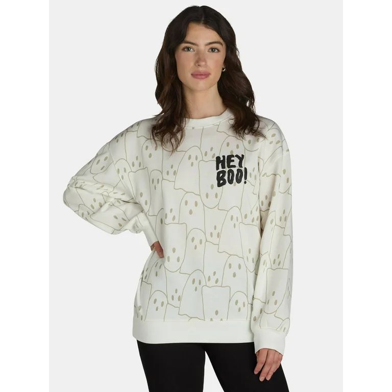 Halloween Women’s Hey Boo Graphic Sweatshirt, Sizes XXS-XXL | Walmart (US)