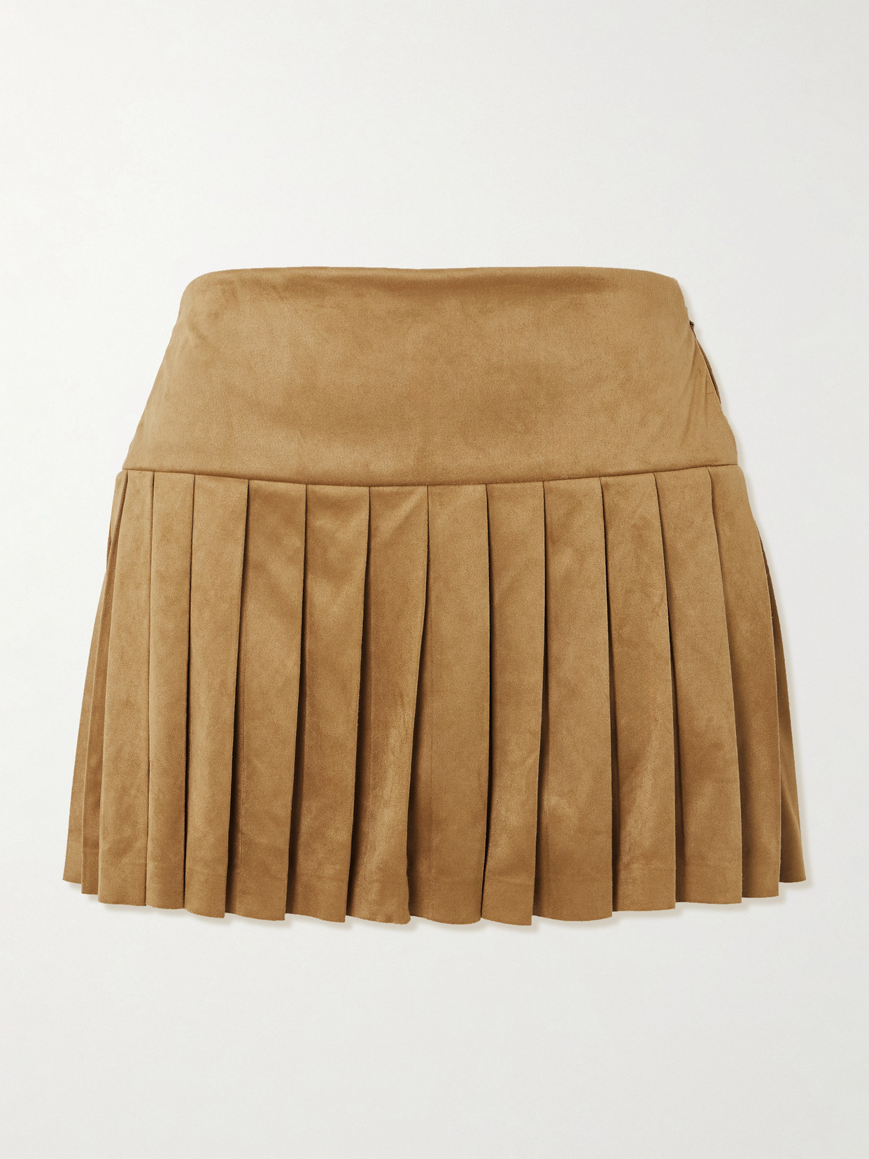 Norma Kamali - Pleated Brushed Mini Skirt - Brown | NET-A-PORTER (US)