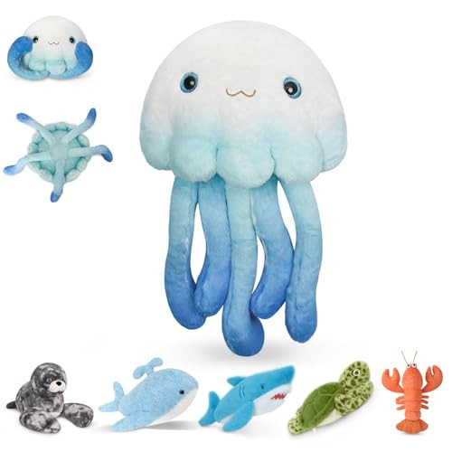 Niuniu Daddy 23" | 3.3 Pound Weighted Jellyfish Plush for Kids Adults, Cute Jellyfish Weighted Stuffed Animals, Chubby Body Pillow Plush Animal Toys for Sleeping for Present Birthday Christmas Holiday | Amazon (US)