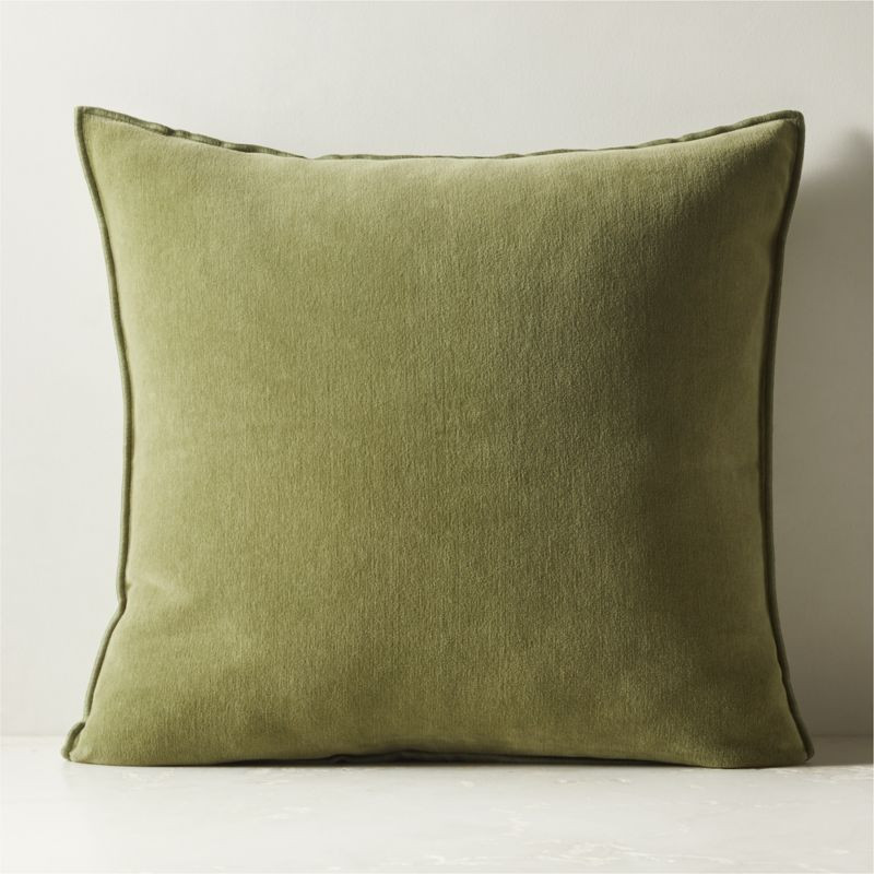 Doux Smoked Green Cotton Throw Pillow Cover 23" + Reviews | CB2 | CB2
