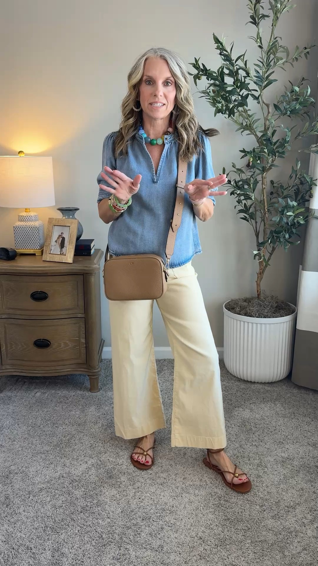 The best basics right here. The Colette pants are crazy comfy, and we all need a cute chambray top. Use COAST20 on Allie + Bess. Think about a nice bag, necklace or bracelets for mom for Mother’s Day. @Leatherology @Velvet Heart Clothing @Anthropologie 

#LTKMothersDay #LTKootd #LTKOver40