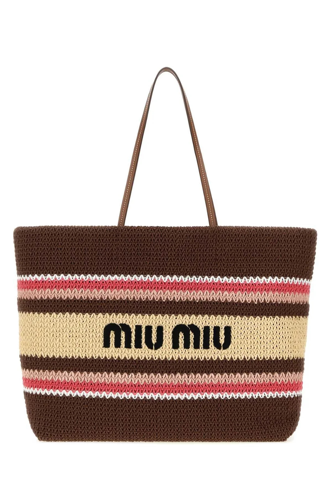 Miu Miu Striped Crochet Tote Bag | Cettire Global