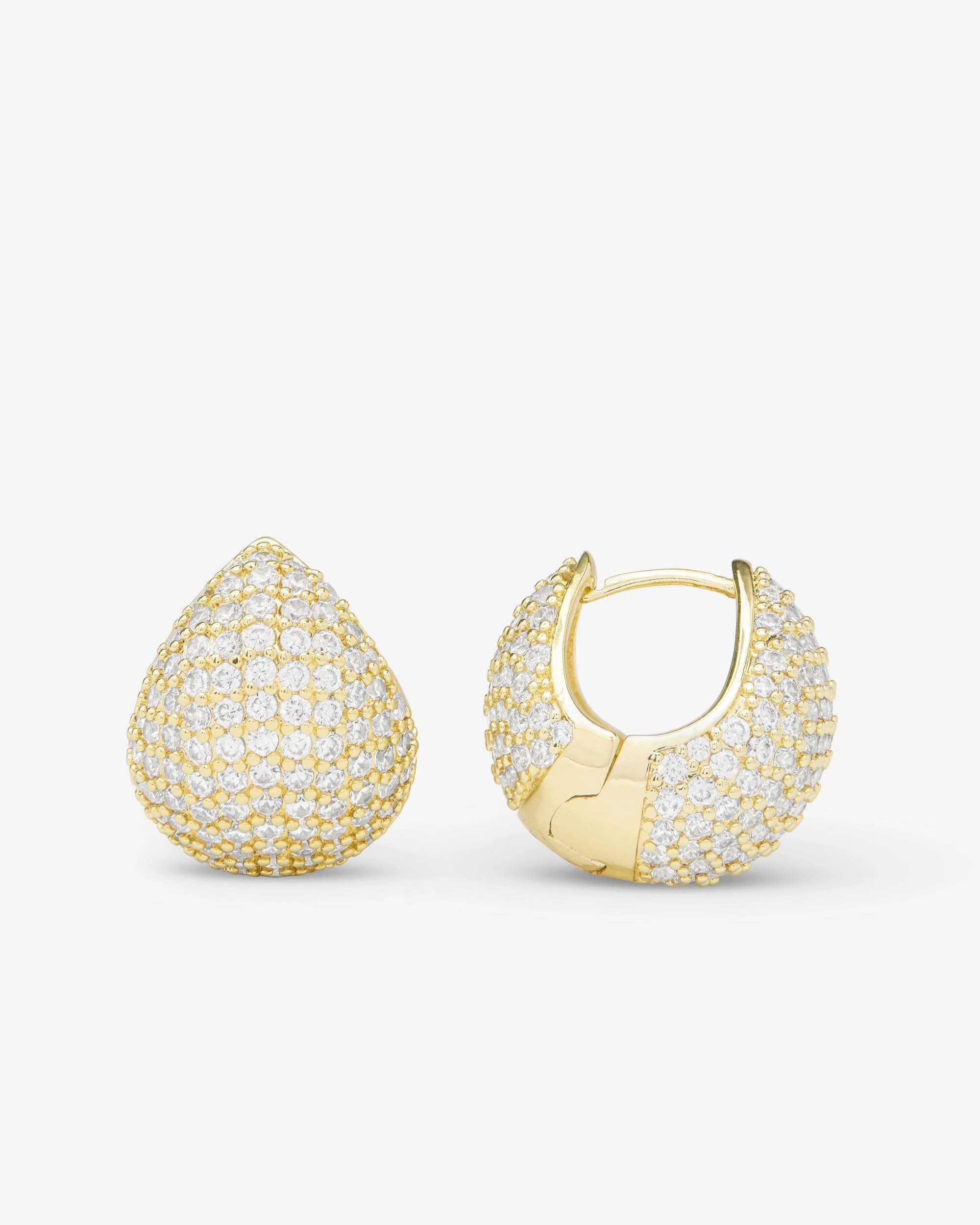 Norah Pav\u00e9 Earrings \u2013 Gold Simulated Diamond Hoops | Melinda Maria Jewelry