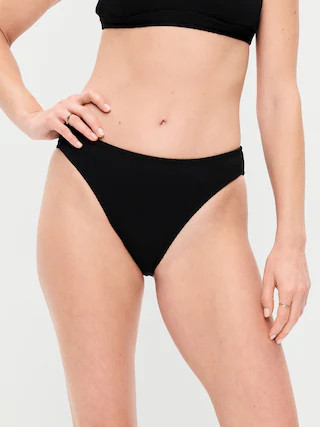 Ribbed Mid-Rise Bikini Swim Bottoms | Old Navy (US)