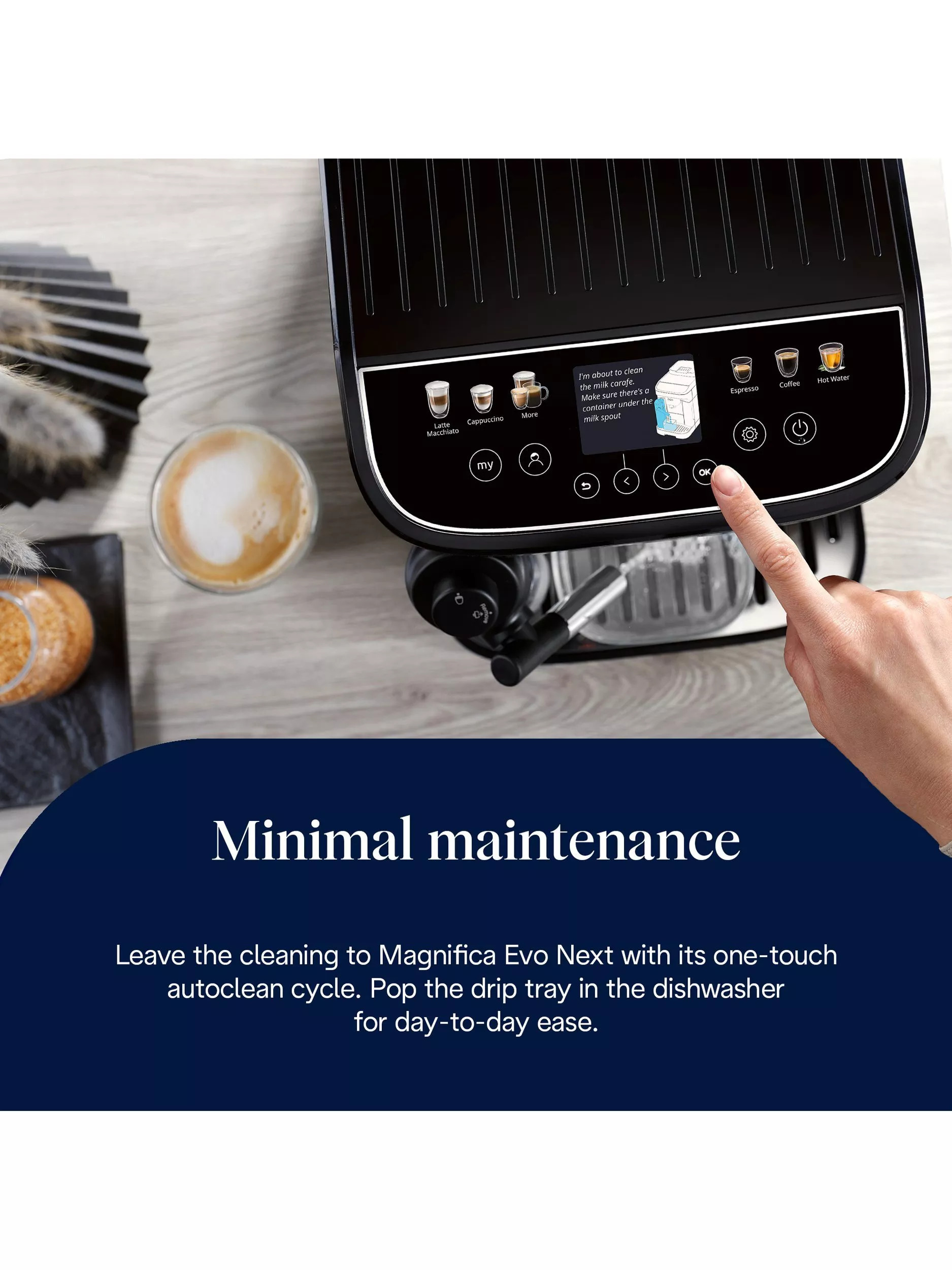 Magnifica Evo Next ECAM310.60.B Bean to Cup Coffee Machine, Black | John Lewis (UK)