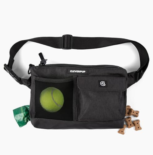 Cleverpup Dog Walk & Train Sling Bag - Hands-Free Dog Walking & Training Bag with Treat Pouch, Poop Bag Holder & Phone Pocket - Crossbody or Fanny Pack, Adjustable Strap - Graphite | Amazon (US)